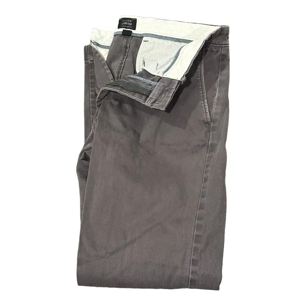 J. Crew Stretch Chino Pants Mens Size 30x30 Grey Flat Front